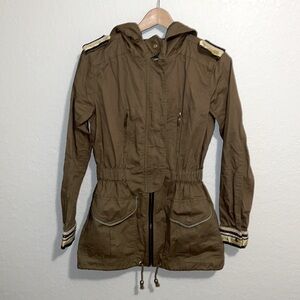 Willow & Clay Women’s Size S Hooded Military Brown Green Boho Utility Jacket